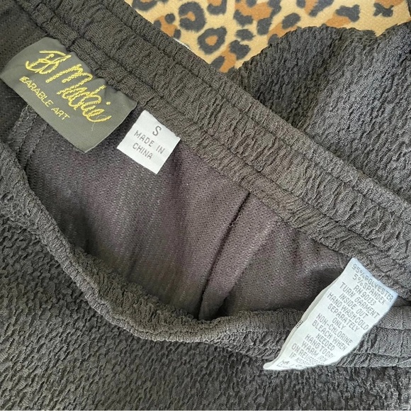 Vintage Bob Mackie Pants Small Stretchy Wearable Art Black Wide Leg Textured - Picture 7 of 8